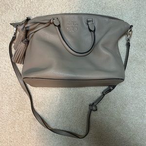 Tory Burch Thea Medium Slouchy Satchel/Crossbody in French Grey